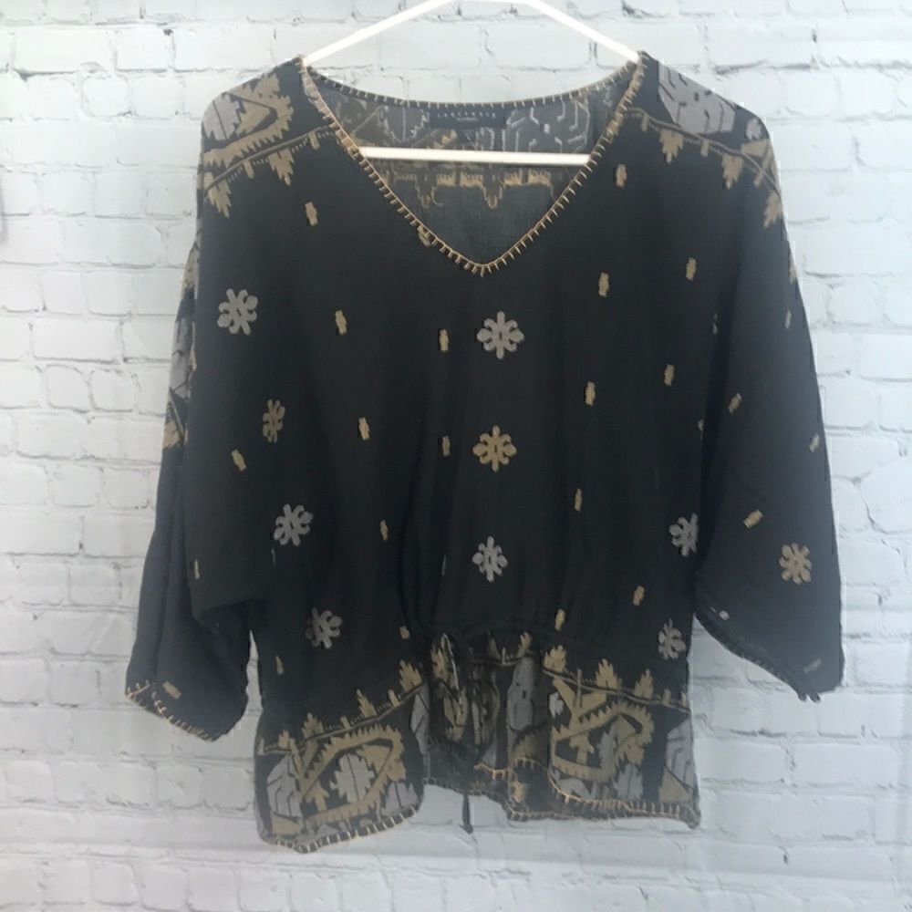 Sanctuary Blouse gathered waistline Pretty weave size Small 100% Cotton